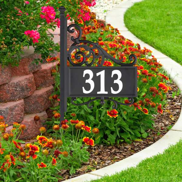 Nite Bright Acanthus Reflective Address Post Sign